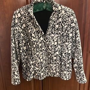 Coldwater Creek L Fleece Quarter-Zip Black & White Pullover